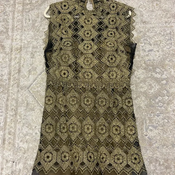 Catherine Deane Gold Lace Kate Dress - US Size 12 - Picture 5 of 8